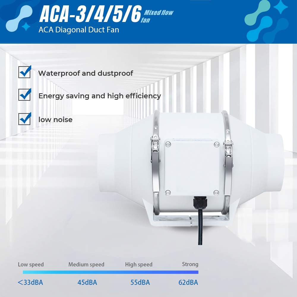 ACA-3/4/5/6 Inches Diagonal Duct Fan