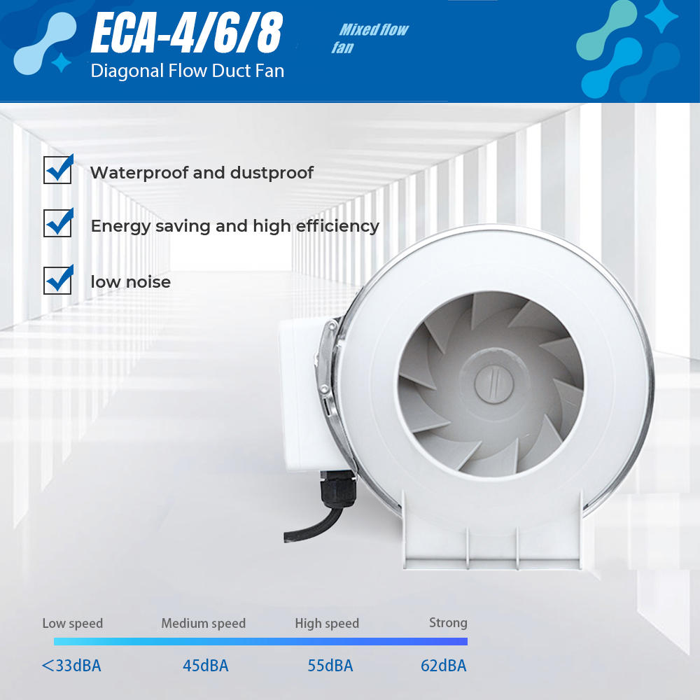 ECA-EC 4/6/8 inches Diagonal Flow Duct Fan