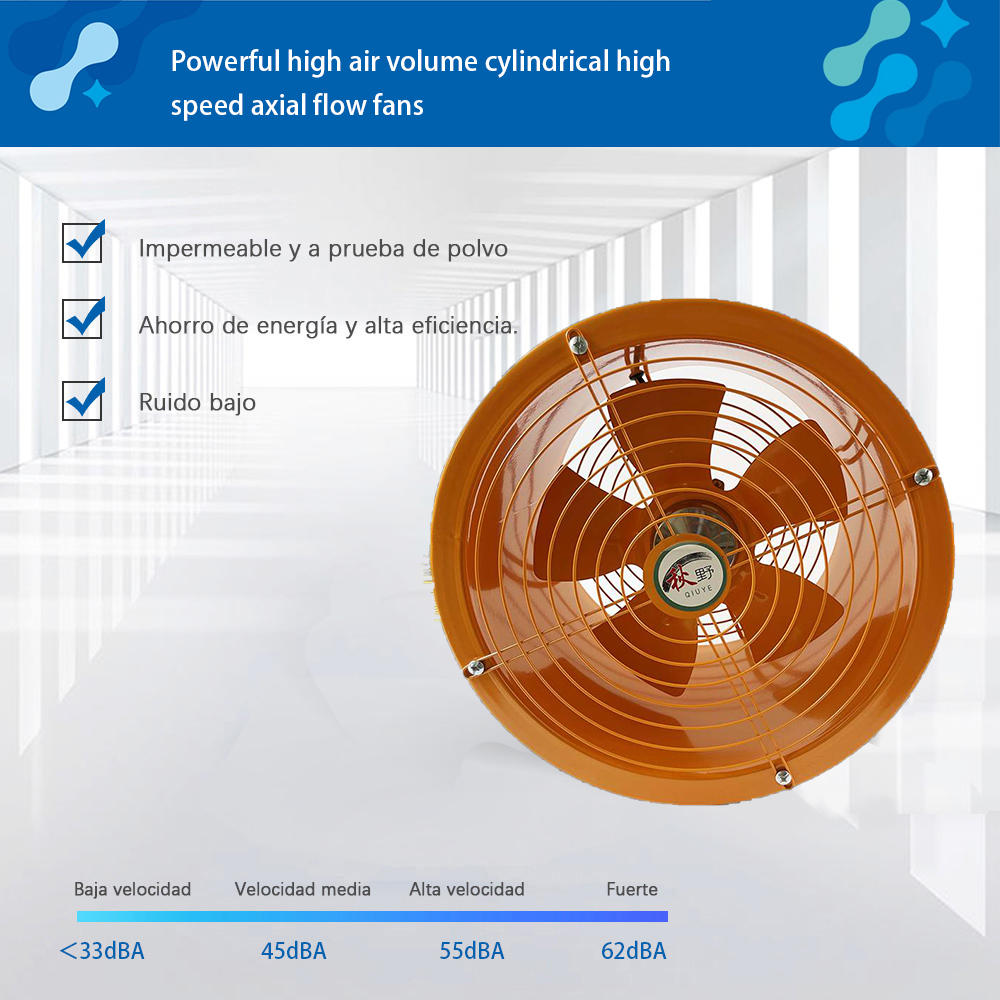 Powerful high air volume cylindrical high speed axial flow fans